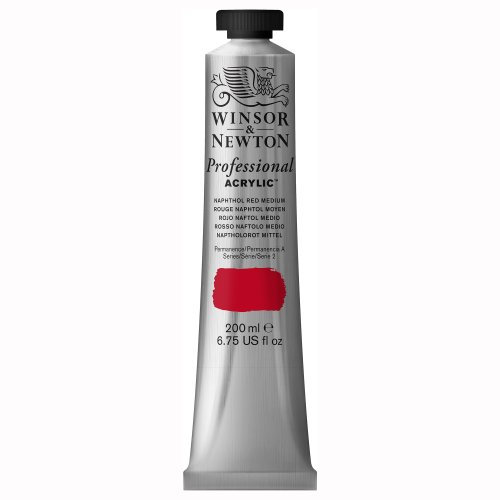 Winsor & Newton 2337423 200ml Professional Acrylic Colour Tube - Naphthol Red Medium