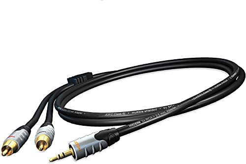 Hicon Ambience 5m Adapterkabel 3,5mm Mini-Klinke auf Stereo Cinch-Stecker mehrfach geschirmt OFC Class 6 - HIA-C2J3-0500