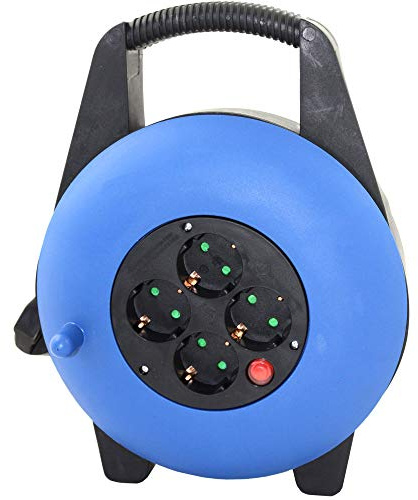 Silver Electronics 10 Meter Kabeltrommel mit 4 Steckdosen und Leuchtanzeige, maximale Leistung 3000 W, Nennstrom 16 A, 250 V, Überhitzungsschutz, Kinderschutz
