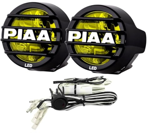 Piaa 22-05370 LP530 Gelb 3,5 Zoll SAE konform LED Ion Nebelscheinwerfer Kit mit Kabelbaum und Relais und Schalter 2 Stück