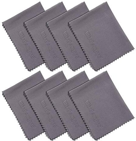 Wisdompro 8-Pack (6 x 7 inch) Microfiber Cleaning Cloth For Camera Lens, Glass, Lenses, Phone, Tablet, Laptop, LCD TV/Computer Screen/Monitor and other Delicate Surface - Grey