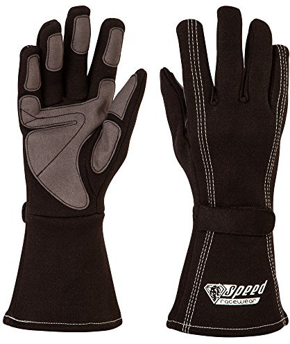 Speed Kartsport Handschuhe - Rennhandschuhe rot/blau/schwarz - Größe 4-12 (Schwarz, 8)