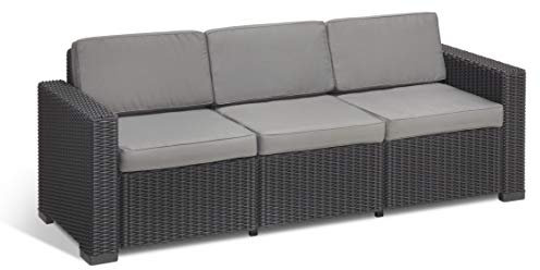 Allibert Sitzgruppe Garten Sofa 3 Sitzer mit Kissen California
