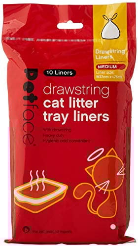 Petface Drawstring Cat Litter Tray Liner, Medium (Pack of 10),Packaging may vary