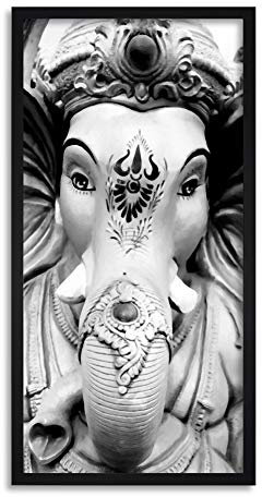 Wee Blue Coo Ganesha Hindu Elephant God Long Panel Framed Wall Art Print Elefant Mauer
