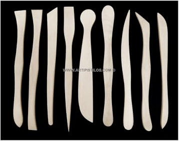 Set 9 Palillos De Madera Para Modelar - Altura: 20 Cms. Aprox., Moldes Y Herramientas Para Porcelana