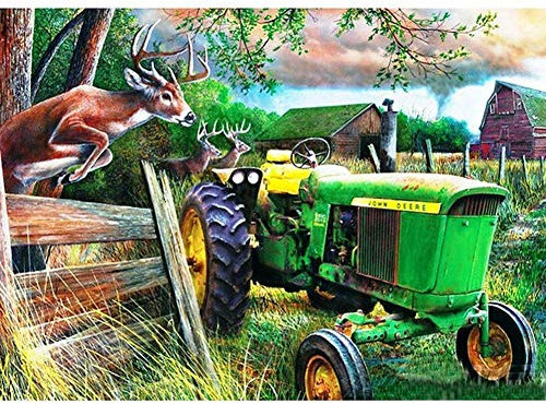 TWYYDP Puzzle 1000 Teile Für Erwachsene Ackerschlepper Und Springende Elche Wohnkultur Gemälde, Plakate