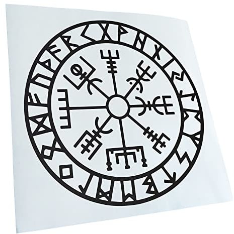 Kiwistar - Autocollant - runes boussole viking - 50 x 50 cm - noir mat - G50 - Pour voitures, vélos, véhicules, motos, cyclomoteurs, tuning, vitres arrière