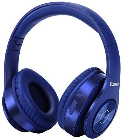 TUINYO Bluetooth Headphones Wireless, Over Ear Stereo Wireless Headset 40H Playtime with deep bass, Soft Memory-Protein Earmuffs, Built-in Mic Wired Mode PC/Cell Phones-blue Dark
