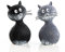 Logbuch-Verlag 2 kleine Katzen Figuren grau + schwarz 9 cm Tierfiguren zum Hinstellen Katzenfiguren als Deko Geschenk
