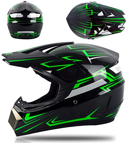 Eeneme Professionelle Motocross Helm für Kinder, Off-Road Motorrad Helm Set mit Goggles Handschuhen Gesichtsabdeckung
