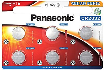 Corp. Panasonic - CR2032, Batterie a bottone al litio 3 V, 225 mAh, blister da 6