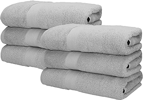 Betz 6 Stück Saunatücher XXL Badetuch Liegetuch Strandlaken Saunahandtuch Premium Frottee 100% Baumwolle Größe 70 x 200 cm Farbe Silber