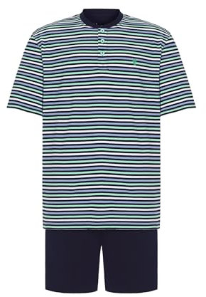 El Búho Nocturno Pigiama Uomo Corto Estivo Cotone Maglia a Righe Pigiama Intero Uomo, 100% Cotone, Verde 3035, L