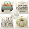 Cirzone Herbst Kissenbezug 45 x 45 cm 4er Set LKW Kürbis Hello Autumn Kurzer Plüsch Dekorative Kissen Herbst Dekoration für Home Sofa Schlafzimmer