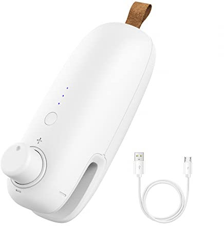 DONGKER Mini Folienschweißgerät, 2 in 1 USB Bag Sealer, 3 Temperaturverstellung Modus, Tragbar Hand Versiegelungsmaschine für Plastikbeutel zur Aufbewahrung von Chipsbeuteln