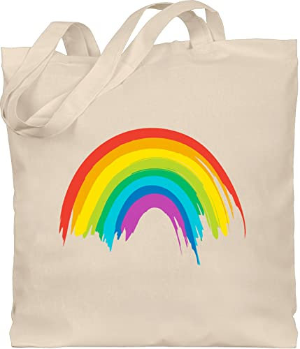 Baumwolltasche - Kleidung Pride Flag - Regenbogen LGBT & LGBTQ - Unisize - Naturweiß - jutebeutel csd rainbow beutel lesbian christopher street day beuteltasche lqbtq jute gay lange henkel lgbtqia