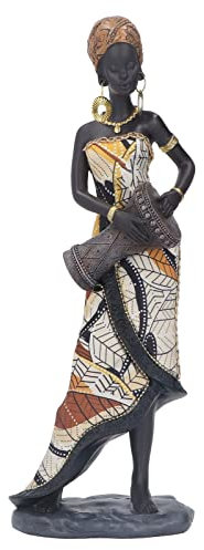 Buachois Afrikanische Deko Kunst Trommel Figur 30cm Kunstharz Musiker Aussehen Statue Ornamente, Handgefertigt Lebensecht Weibliche Schlagzeuger Skulptur für Heimbüro Dekoration