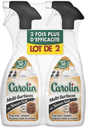 Carolin Pistolet Nettoyant Multi Surfaces Savon Noir Lot de 2 x 650 ml