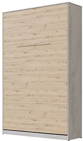 SMARTBett Standard 90x200 120x200 140x200 160x200 | Schrankbett, Wandbett, Wandklappbett fürs Gästezimmer, Büro, Wohnzimmer, Schlafzimmer Beton/Wildeiche 120 Vertikal