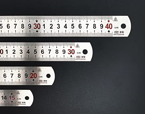 4 Stück Metall Lineal Set Metall Stahllineal Metrische Und Imperiale 15 Cm / 20 Cm / 30 Cm / 40 Cm Ideal Für Büro, Schule Und Technische Zeichnungen Präzise Und Langlebige Metalllineale