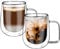 Vinsani KOPPU Double Walled Coffee Drink Glasses Tea Cup Mug 305ml Set of 2 Heat Cold Resistant Aesthetic Clear Borosilicate Glass with Handle Cappuccino Latte Tea Dessert Hot and Cold Drinks