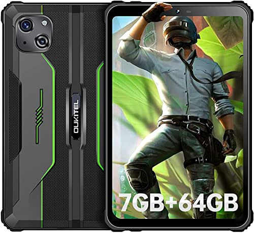 OUKITEL RT3 Rugged Tablet 2023-Android 12 7GB + 64GB 1TB TF Tablet Pc Robust-5150mAh Octa-Core Tablet Indistruttibile-8 HD+ Schermo 16MP+8MP Impermeabile IP68/69K Banda Globale Face ID Verde