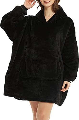 Little Hand Unisex à Capuche Sweat Plaid Polaire Couverture Kapuze, Sweatshirt, Pullover, Noir, One Size