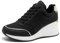 Black Heeled Wedge Trainers for Women - Ladies Casual Sneakers Lace Up Platform Walking Shoes W145-RT-EU-BLACKGOLD-4.5