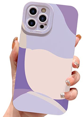 ECZOIL Compatible with iPhone 13 Pro Case 6.1 Inch,cute painted art lens protective slim soft phone case for iPhone 13 Pro for women girl-Purple