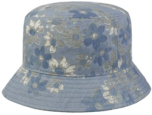 Lipodo Jeans Flower Bucket Stoffhut Damen - Fischerhut mit Baumwolle - Anglerhut knautschbar - Frühjahr/Sommer blau L (57-58 cm)