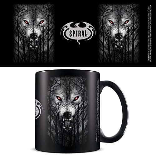 Pyramid International Spiral Black Mug in Presentation Gift Box (Forest Wolf Design) 11oz Ceramic Coffee Mug - Official Merchandise