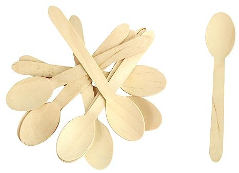 1000 Cuillères à dessert jetables en bois 110 mm compostables et biodégradables