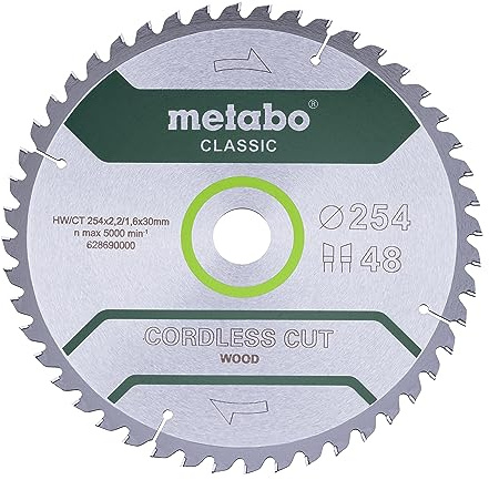 Metabo Sägeblatt cordless cut wood - classic, 254x2,2/1,6x30 Z48 WZ 5° /B