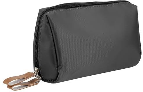 TIESOME Kleine Make up Tasche, mehrere Taschen Kosmetiktasche Doppelkopf Reißverschluss Make up Pinsel Tasche tragbar wasserdicht einfache Reise Kulturtasche Aufbewahrungstasche(Schwarz Rot)
