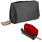 TIESOME Kleine Make up Tasche, mehrere Taschen Kosmetiktasche Doppelkopf Reißverschluss Make up Pinsel Tasche tragbar wasserdicht einfache Reise Kulturtasche Aufbewahrungstasche(Schwarz Rot)