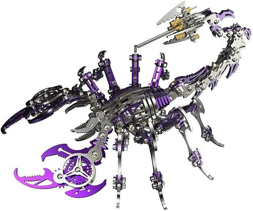 3D Metall Puzzle Skorpion König Kit 200 Teile Metall 3D Puzzle Modellbausatz, Adventskalender 2022 Puzzle Erwachsene Geschenk Ornamente Metall Skorpion 3D Puzzle Kit-Rot (Color : Lila)