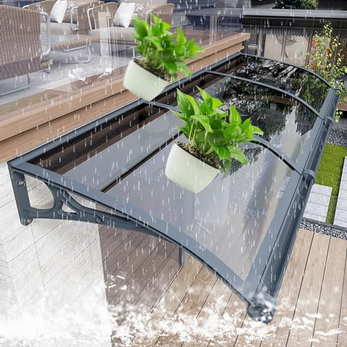 Awning For Door Entrance,Outdoor Garden Waterproof Sun Shade,Aluminum Alloy Front Door Canopy,Polycarbonate PC Endurance Board,for Uv Rain Snow Protection (Size : W60*L240cm)