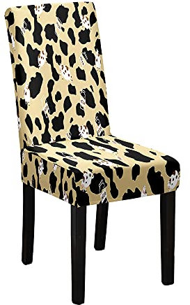 Hiseng 3D Vaca Lechera Impresión Fundas Sillas de Comedor, Fundas Sillas Ajustables Elástica Funda Sillas Comedor Lavables, Funda Silla para Comedor, Hotel, Oficina (4 Piezas,Vaca lechera)