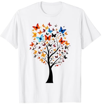 Albero astratto farfalla amante arte albero grafico colorato Maglietta