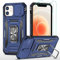 YmhxcY For iPhone 12/12 Pro Case, With [2*Screen Protector Film] 360° Rotate Metal Stand,Sturdy Case[Military Grade] For iPhone 12/12 Pro-Blue
