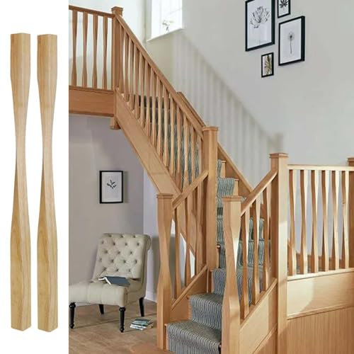 BBHW Ringhiera per Scale Montanti per Scale Moderne a Torsione 5 X 5 cm, Sostituzione Colonnine per Scale Quadrate in Legno Massello, Colonna di Ringhiera Decorativa per Scale Interne (Size : 2 PCS)