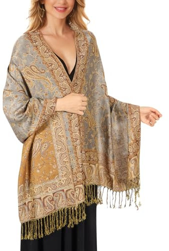 Pashmina Schal Damen, Elegant Weich Schultertuch Schal für Damen, Leicht Frauen Halstuch Stola mit Paisleymuster - Tuch Lang Damen
