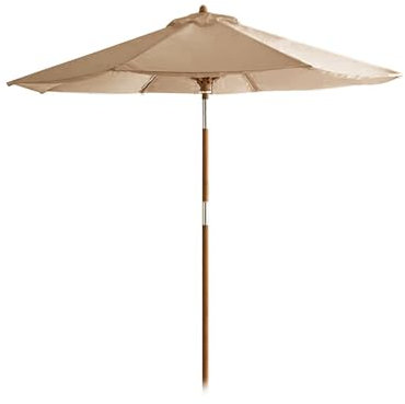 Petit parasol de jardin incliné 180cm, Parasol de marché extérieur, Parasol pliable en bois pour piscine, terrasse, balcon(Color:Khaki)
