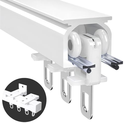 Heavy-Duty Vorhangschiene Aus Aluminium 0.5~6 Meter, Deckenmontage Wandhalterung Gardinenschienen System, Gardinenschiene Für Wohnzimmer, Schlafzimmer, Dusche Privatsphäre Trennwand
