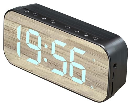 Topyond Réveil avec Haut-Parleur Bluetooth, Horloge numérique avec Haut-Parleur Bluetooth, Petit réveil, réveil Bluetooth, Radio-réveil, Miroir, Affichage numérique pour Chambre à (Black)