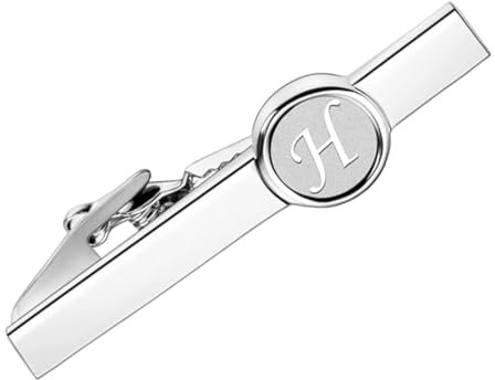 Pinces à cravate, Pince à cravate avec initiale H, Acier Inoxydable Pince à Cravate avec lettre de l'alphabet, Pince à Cravate Personnalisée Skinny, pour Homme, Affaires, Marié, Mariage, Argent