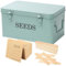 QUILIVIK Saatgut-Sparbox, Metall-Samenbehälter, Samen-Aufbewahrungsbox, Samenpaket-Behälter mit Deckel, Samen-Umschlag-Aufbewahrungsbox, 4 Fächer, Gartensamenbehälter mit Sicherheitsschlössern, Grün
