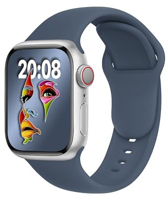 ELETTRONEO SBC1 Armband für Apple Watch Band Ultra 2 49mm, Series 10 46mm, 9 8 7 45mm 41mm, SE 6 5 4 44mm 40mm, 3 2 1 42mm 38mm Damen Herren Sport Silikon Strap, Abyss-Blau