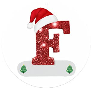 Ornamenti con lettere di Natale in legno, ornamenti per albero di Natale, decorazione per albero di Natale, scaffale angolare nero (F, taglia unica)